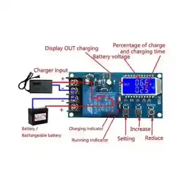 ماژول کنترل شارژ باتری 6 تا 60 ولت به همراه نمایشگر  و کلیدهای کنترلی