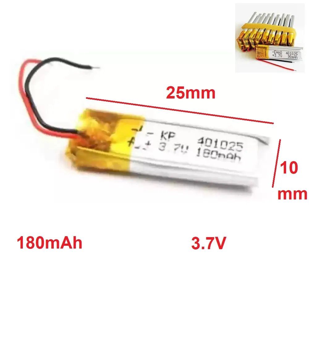 باتری هنزفری پلیمری  3.7V 180mAh 401025