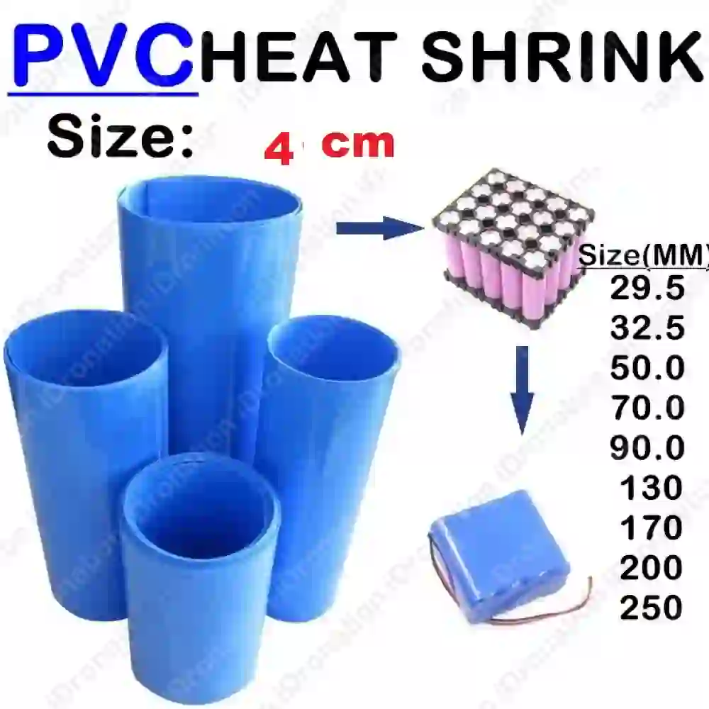 شیرینگ حرارتی PVC باتری عرض 4 سانت  طول یک متر آبی 40 میکرون